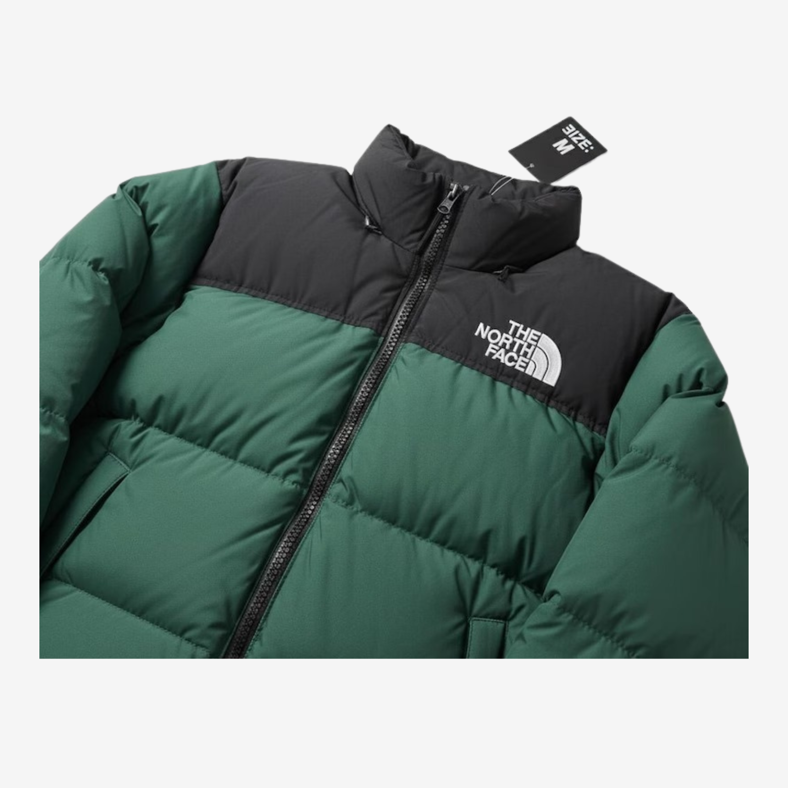 The North Face Nuptse 700 Puffer Jacket in Green and Black - view 3