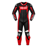 Ducati Corse Style Motorcycle Racing Leather Suit Black Red CE Armor Motorbike Suit