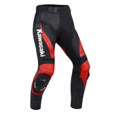 Kawasaki Leather Racing Pants Red Black Men’s Motorcycle Protective Biker Pants