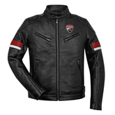 Ducati Urban Stripes Leather Jacket Black Motorbike Riding Jacket