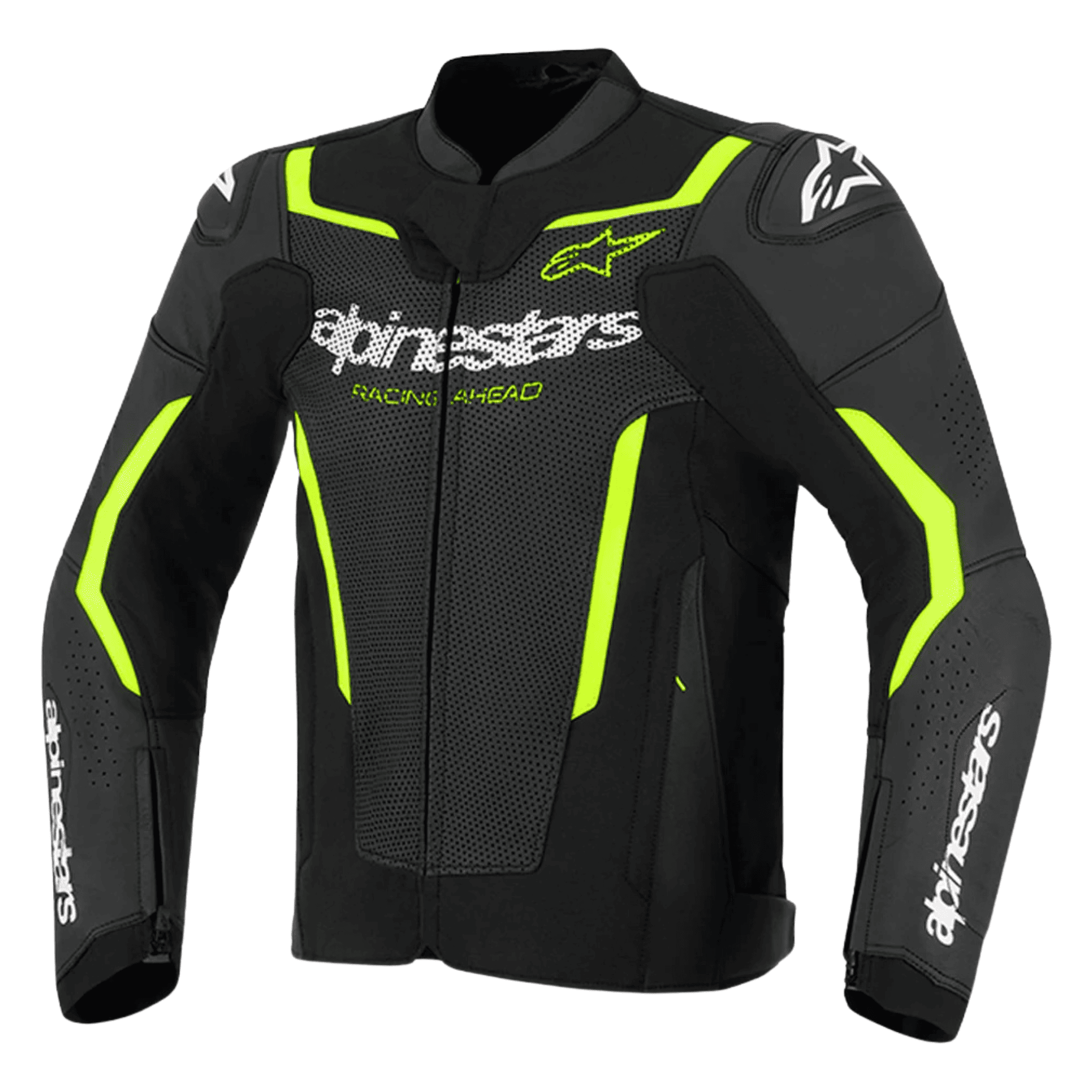 Alpinestars GP Force V2 Leather Jacket Black Green CE Armor Racing Biker Jacket