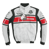 Handmade Men’s Yamaha Racing Jacket White CE Certified Mesh Motorcycle Jacket