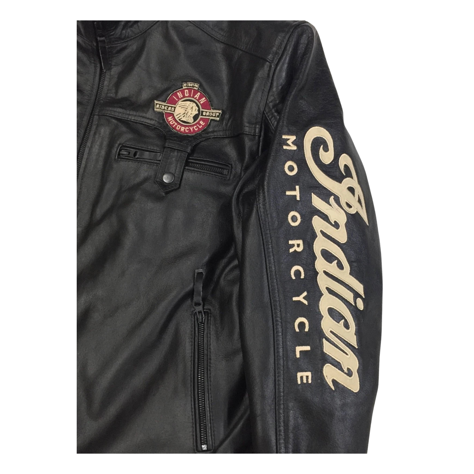 Men’s Indian Motorcycle Leather Jacket Black Embroidered 1901 V2 Biker Riding Jacket - view 3
