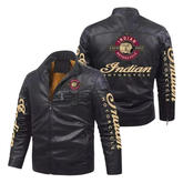 Men’s Indian Motorcycle Leather Jacket Black Embroidered 1901 V2 Biker Riding Jacket