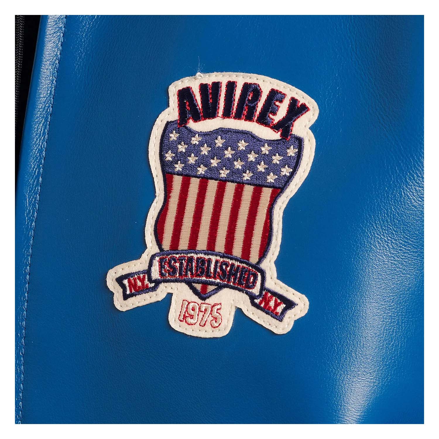 Men’s Avirex Leather Jacket Dark Blue Leather Bomber Pilot Jacket - image 3