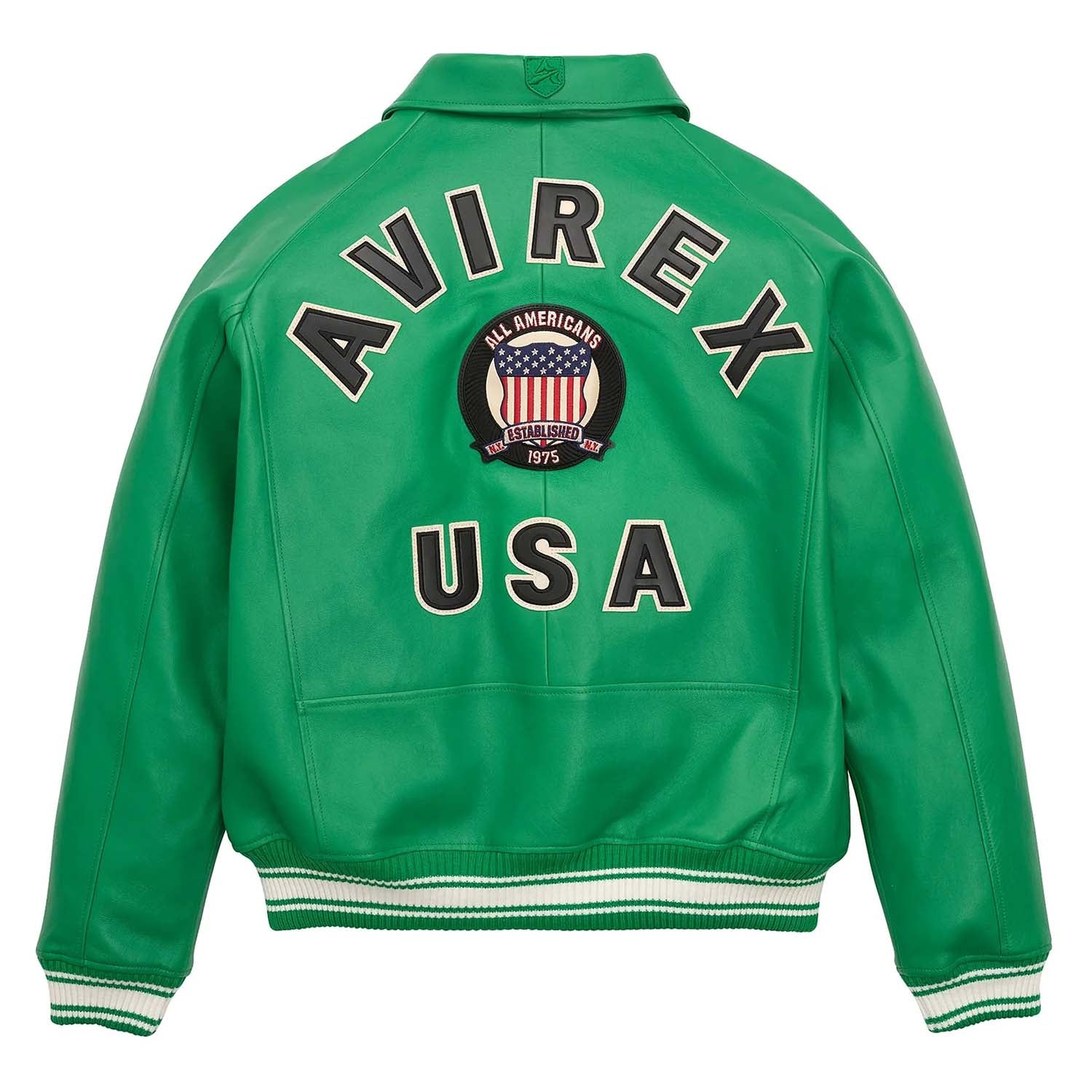 Handcrafted Men’s Avirex Leather Jacket Green Leather Bomber Jacket Classic Style - image 2