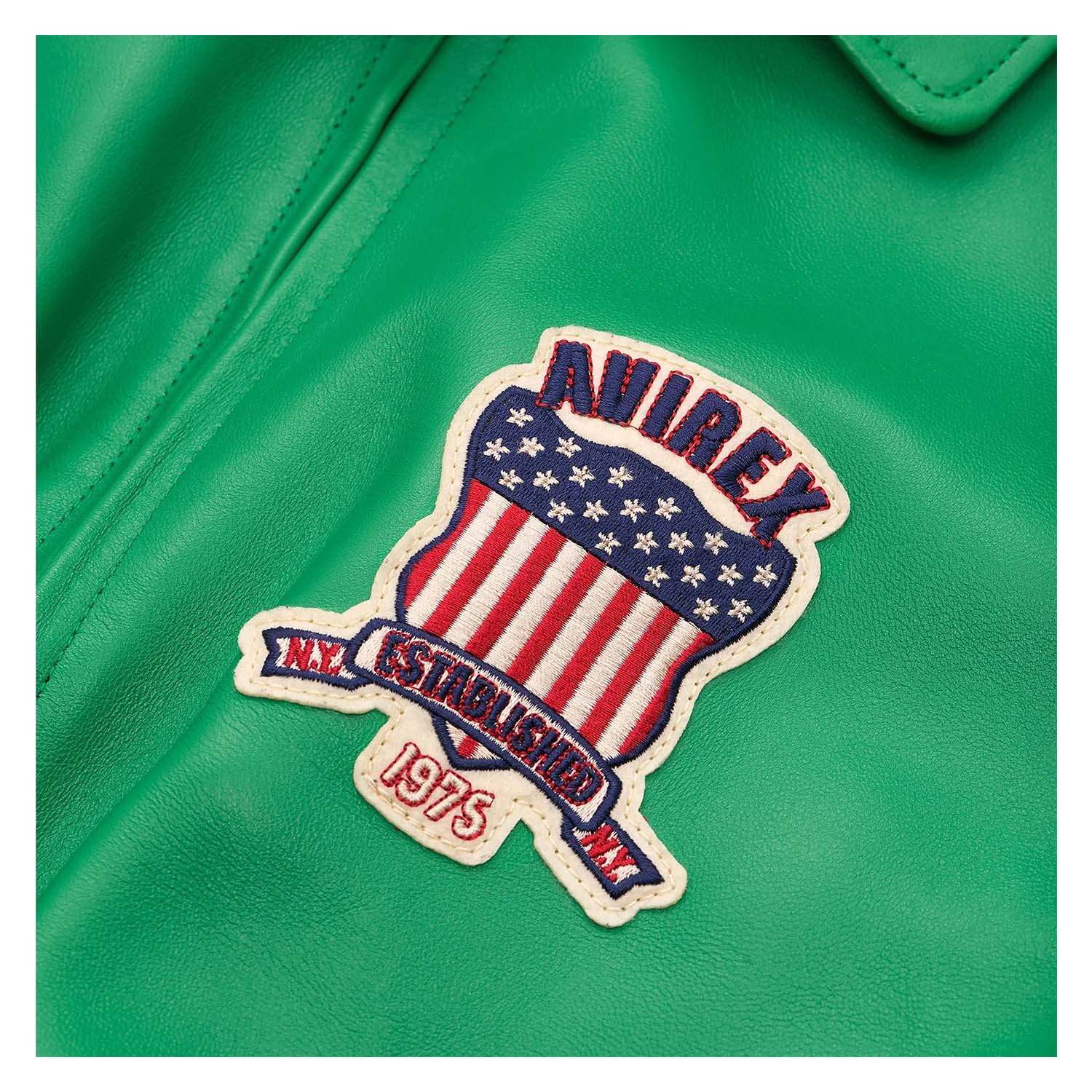 Handcrafted Men’s Avirex Leather Jacket Green Leather Bomber Jacket Classic Style - image 3
