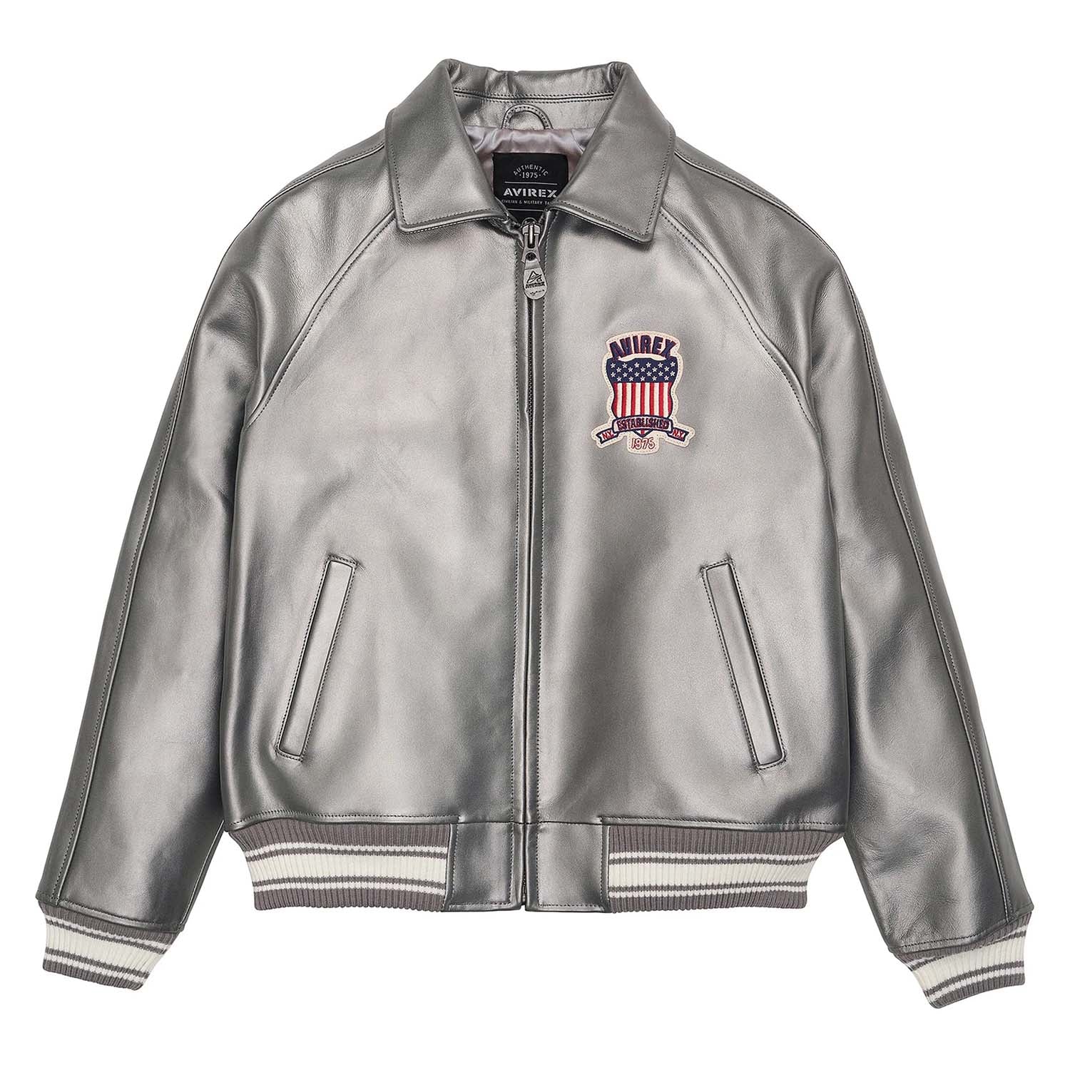 Handmade Men’s Avirex Leather Jacket Silver Leather Bomber Jacket Iconic Style - image 1