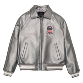 Handmade Men’s Avirex Leather Jacket Silver Leather Bomber Jacket Iconic Style - image 1