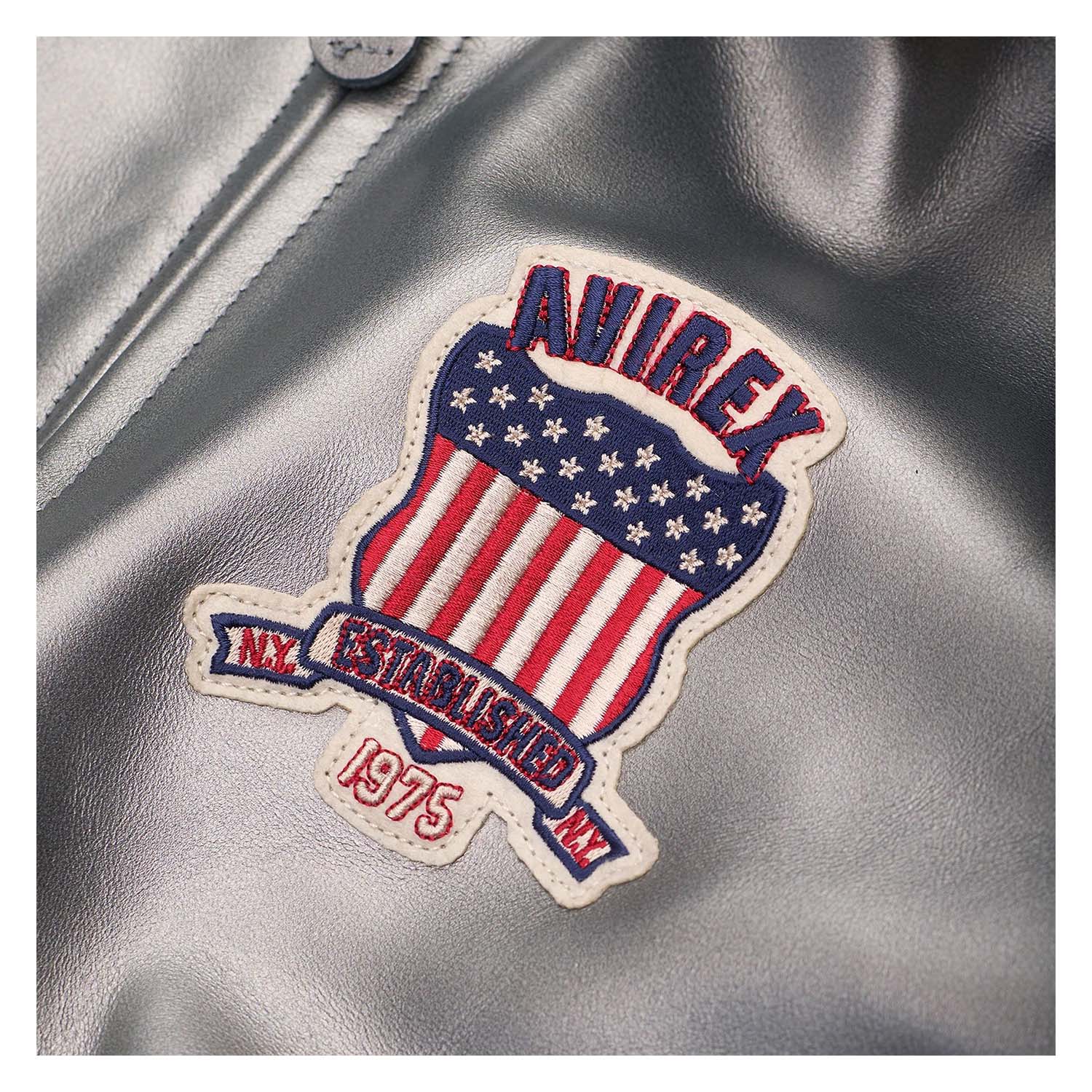 Handmade Men’s Avirex Leather Jacket Silver Leather Bomber Jacket Iconic Style - image 3
