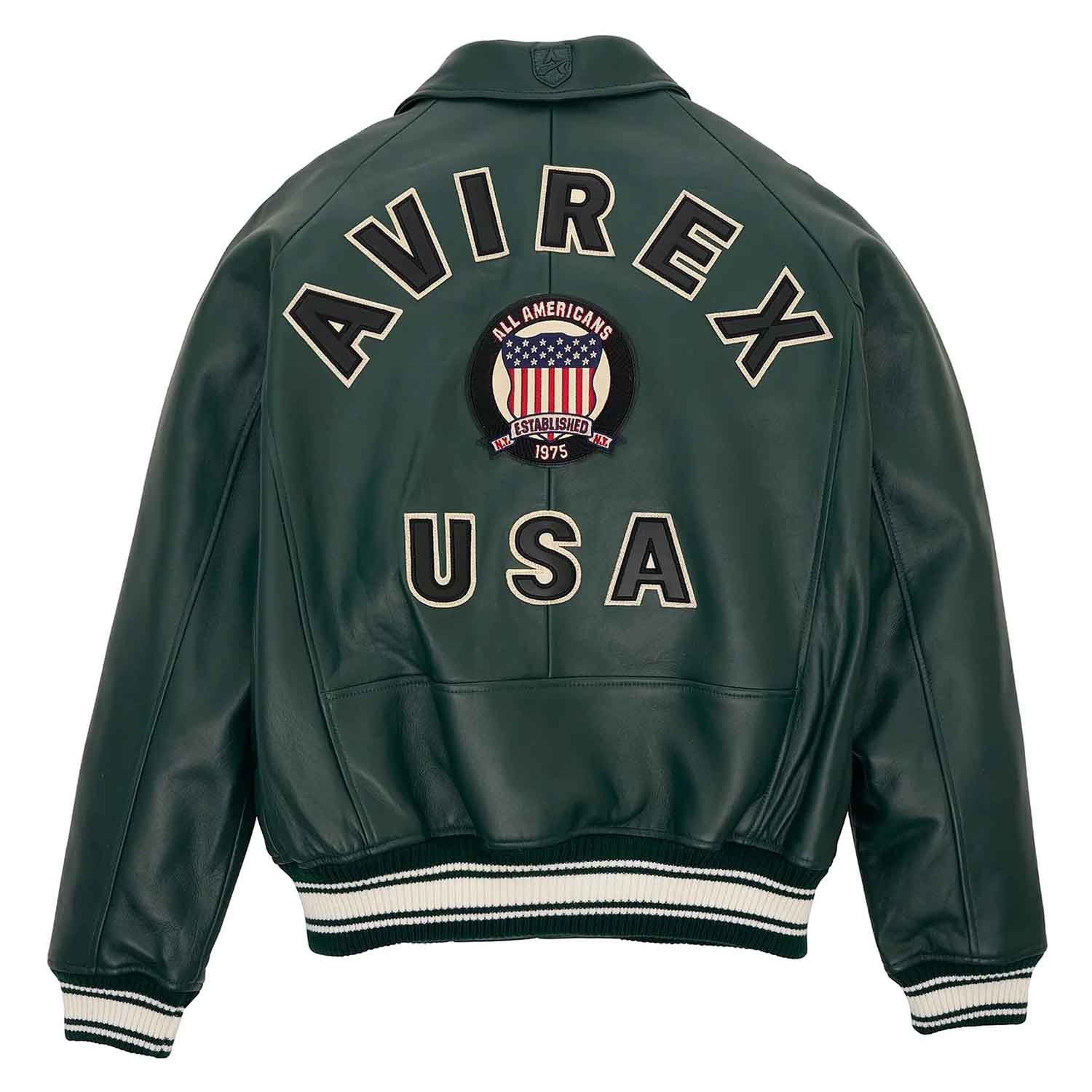 Best Seller Men’s Iconic Avirex Leather Jacket Dark Green Leather Bomber Jacket Aviator Style - image 2