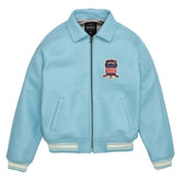 Men’s Avirex Leather Jacket Light Blue Leather Bomber Flight Jacket - image 1