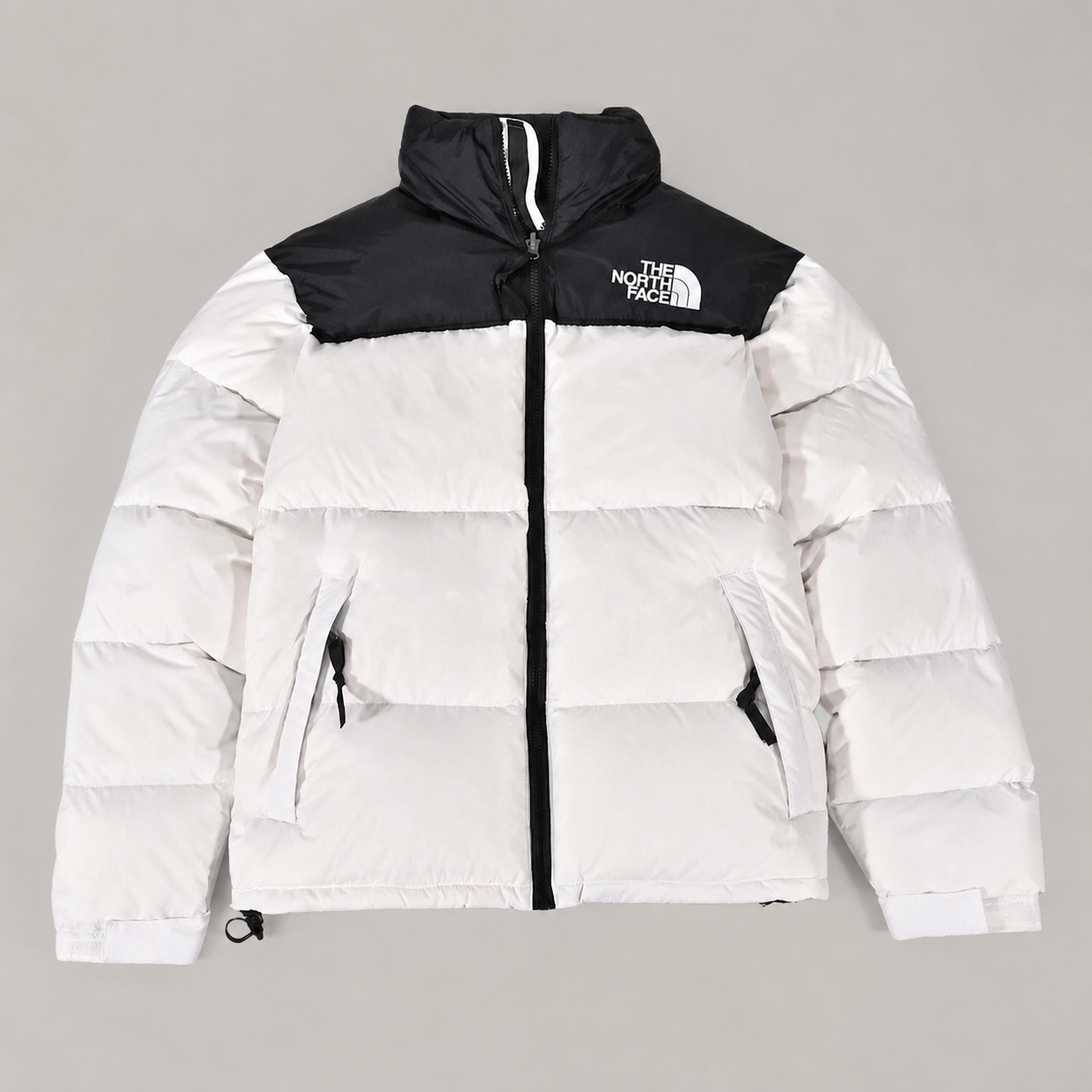 The North Face Nuptse 700 Puffer Jacket in White Black