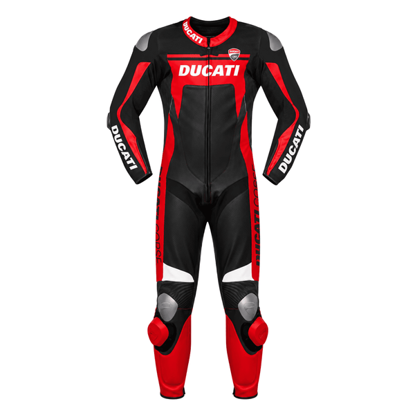 Ducati Corse Style Motorcycle Racing Leather Suit Black Red CE Armor Motorbike Suit