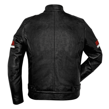 Ducati Urban Stripes Leather Jacket Black Motorbike Riding Jacket - view 2