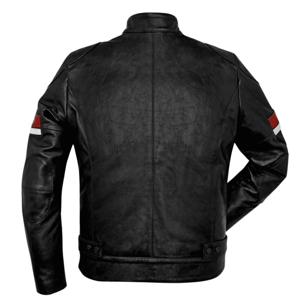 Ducati Urban Stripes Leather Jacket Black Motorbike Riding Jacket - view 2