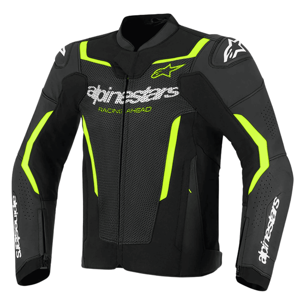Alpinestars GP Force V2 Leather Jacket Black Green CE Armor Racing Biker Jacket