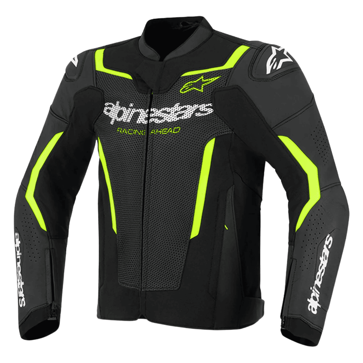 Alpinestars GP Force V2 Leather Jacket Black Green CE Armor Racing Biker Jacket
