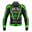 Kawasaki Ninja Monster Leather Motorcycle Jacket Green CE Armor Racing Biker Coat
