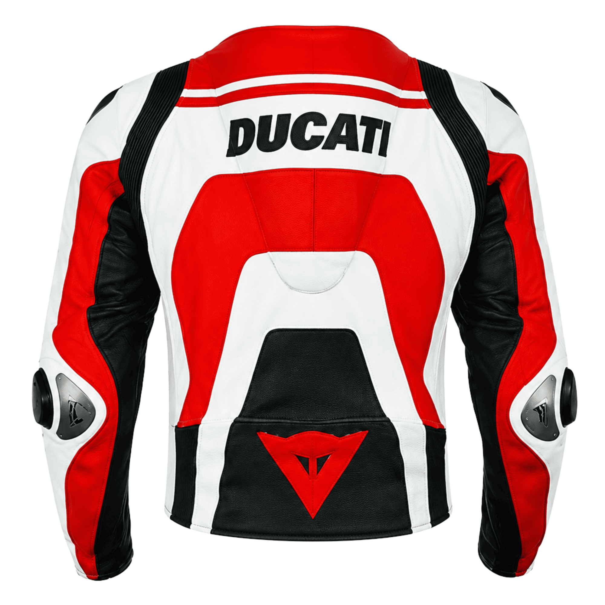Ducati Inspired Leather Motorbike Jacket Red White CE Armor Riding Jacket - view 2