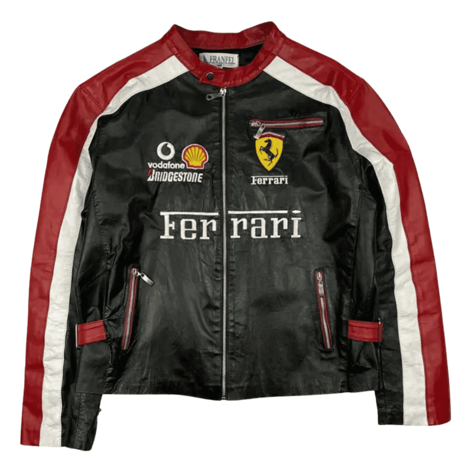 Handmade Men’s Ferrari Black Leather Racing Jacket F1 Inspired Biker Coat