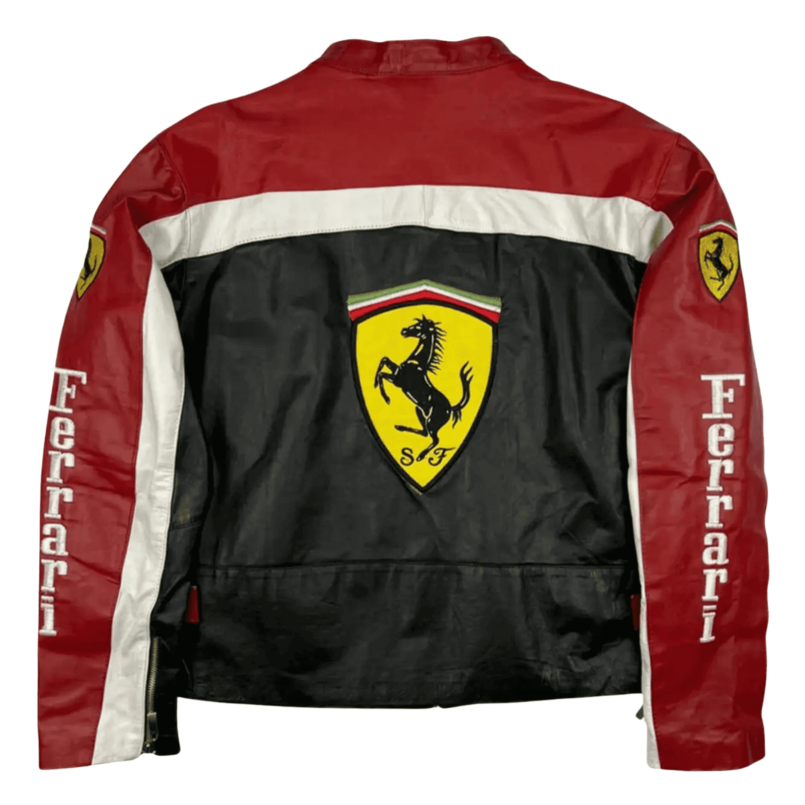 Handmade Men’s Ferrari Black Leather Racing Jacket F1 Inspired Biker Coat - view 2