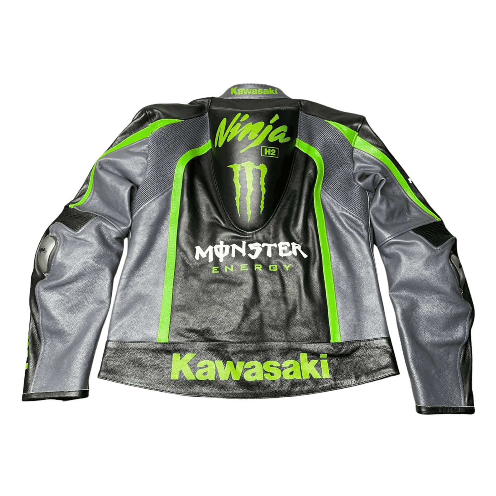 Men’s Kawasaki Racing Leather Jacket Black CE Armor Motorcycle Biker Jacket - view 4