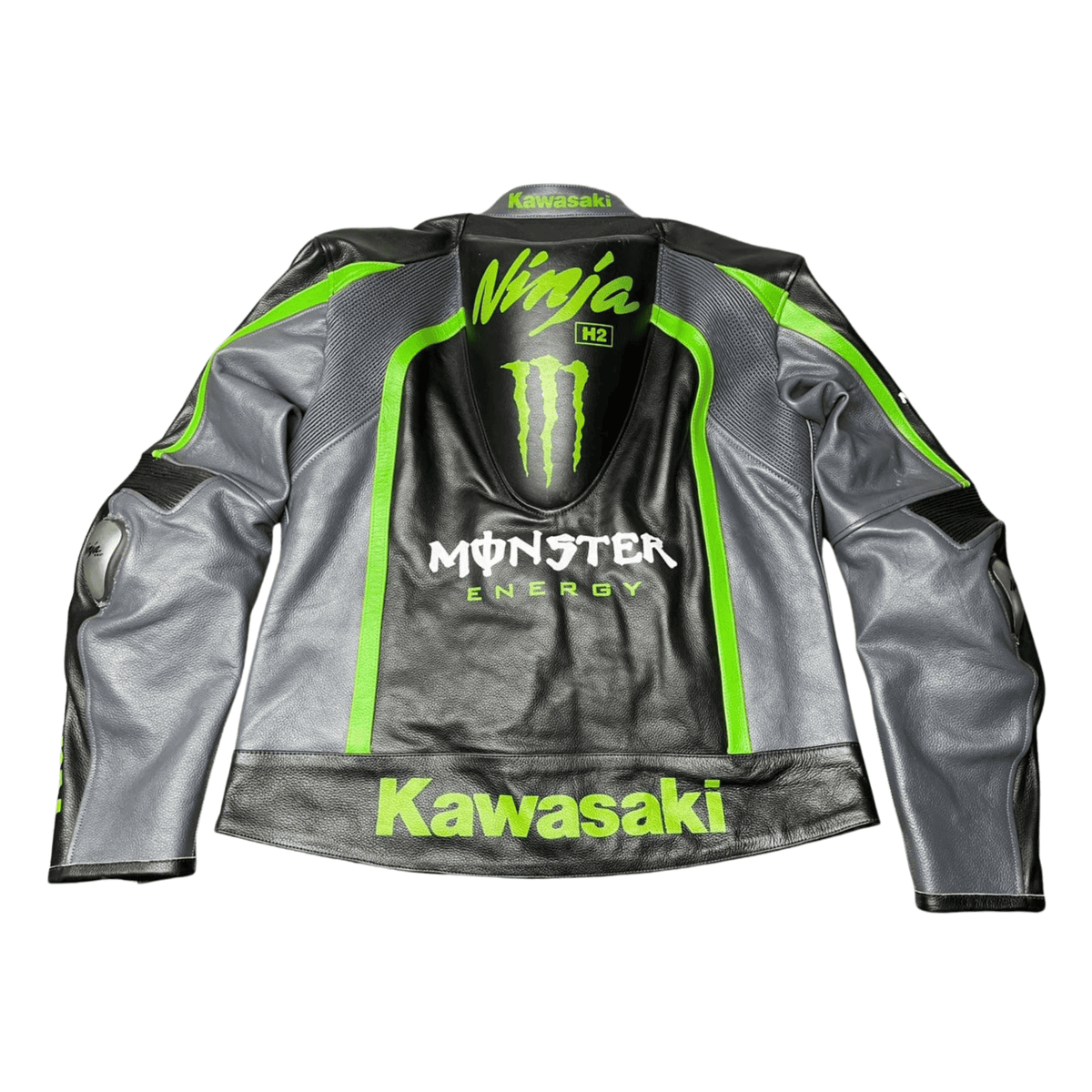 Men’s Kawasaki Racing Leather Jacket Black CE Armor Motorcycle Biker Jacket - view 4