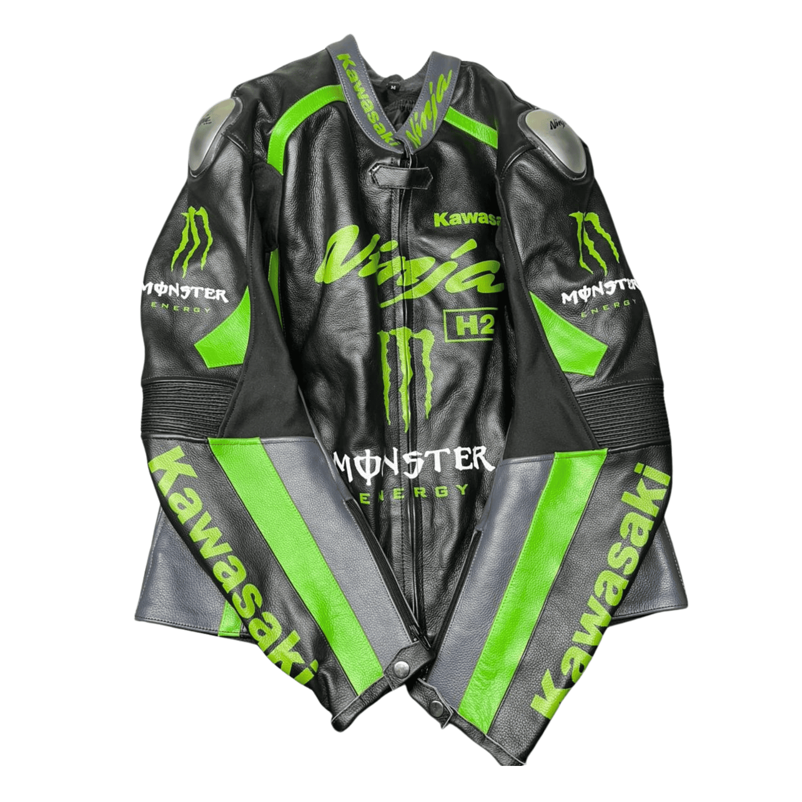 Men’s Kawasaki Racing Leather Jacket Black CE Armor Motorcycle Biker Jacket - view 5