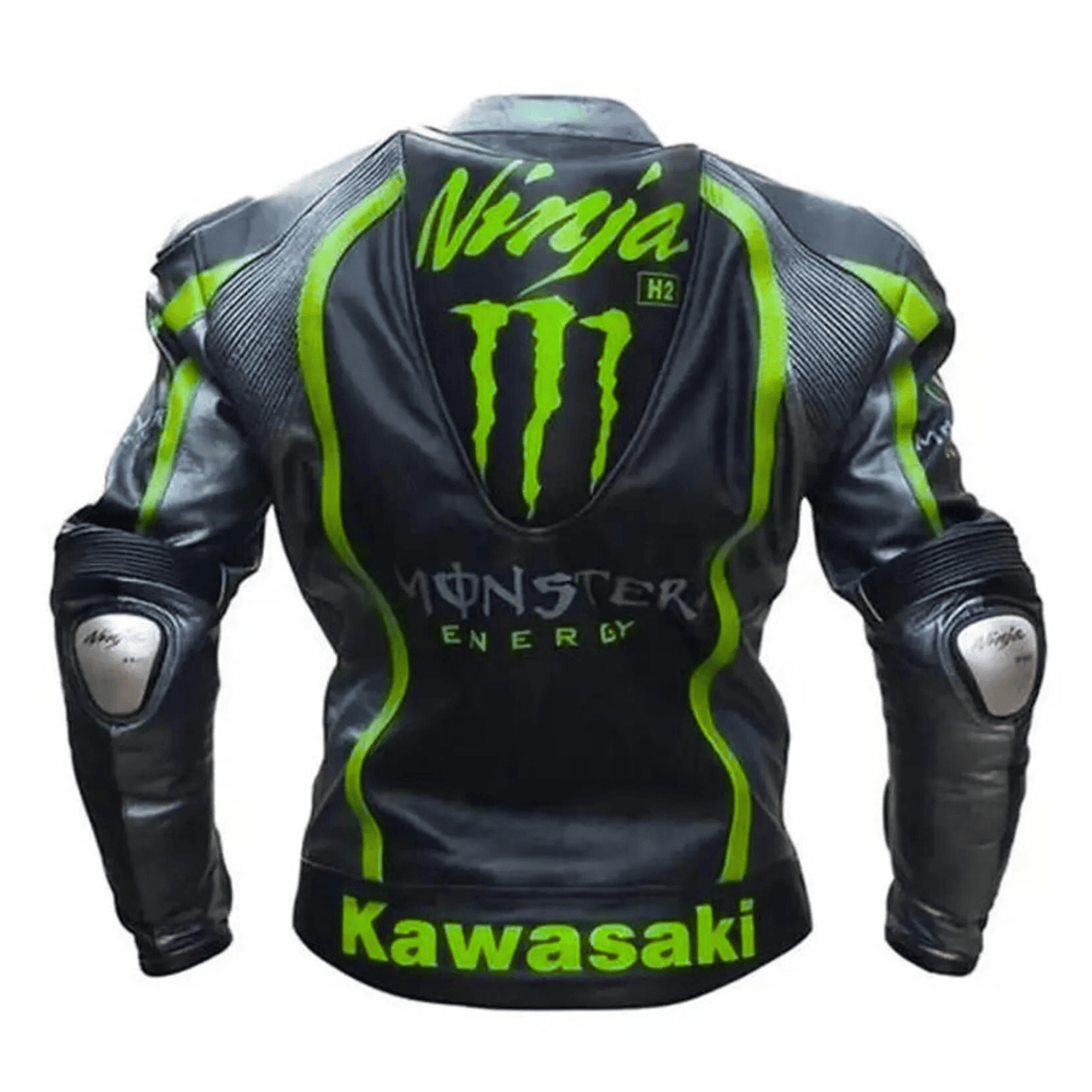 Men’s Kawasaki Racing Leather Jacket Black CE Armor Motorcycle Biker Jacket - view 2