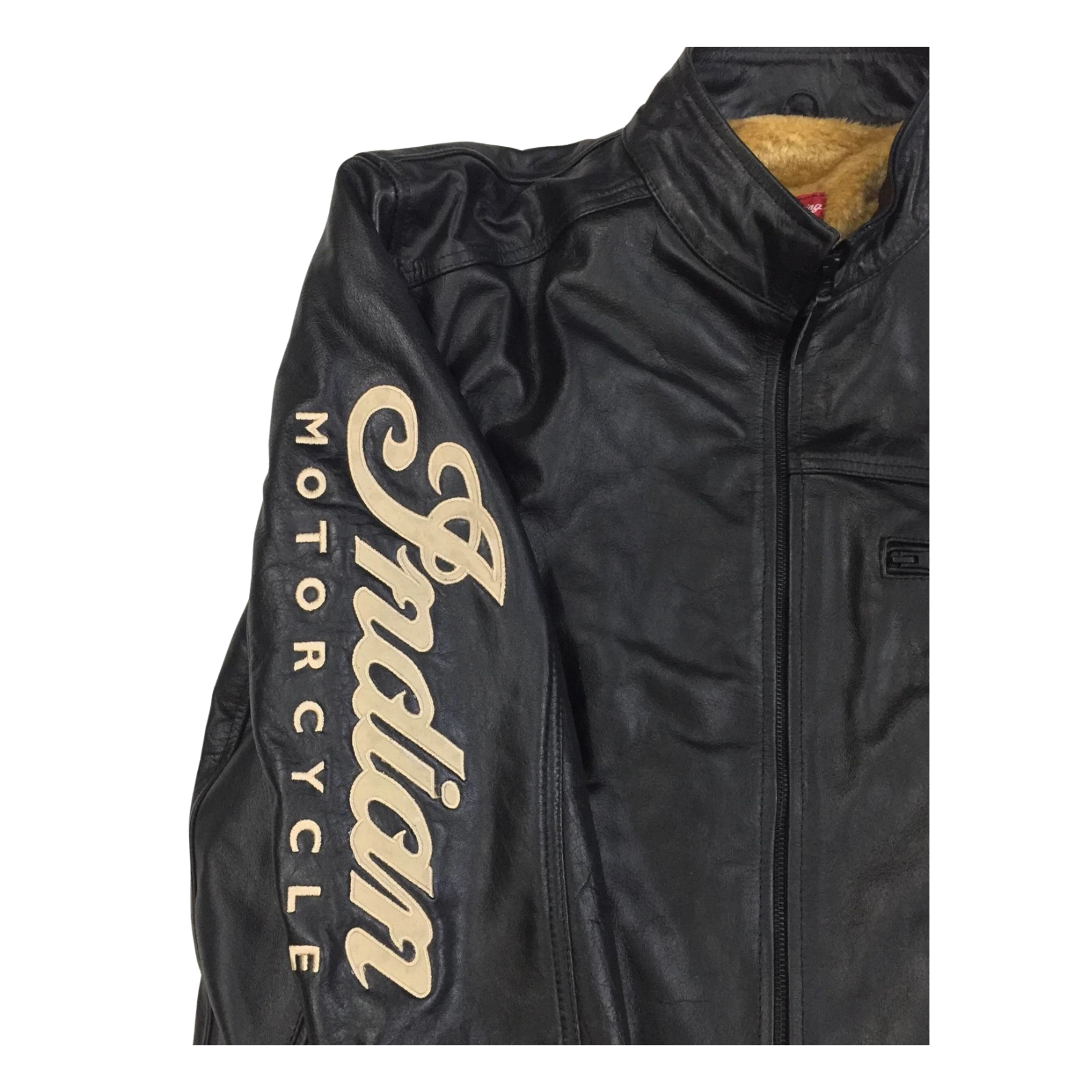Men’s Indian Motorcycle Leather Jacket Black Embroidered 1901 V2 Biker Riding Jacket - view 4