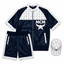 MCM Style Short Sleeve Leather Tracksuit Blue White Matching Shorts Set with Hat - image 1