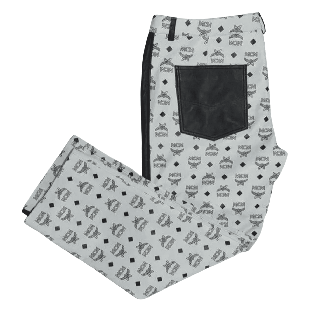 MCM Inspired Real Leather Tracksuit Black White Signature Outfit with Leather Hat - image 3