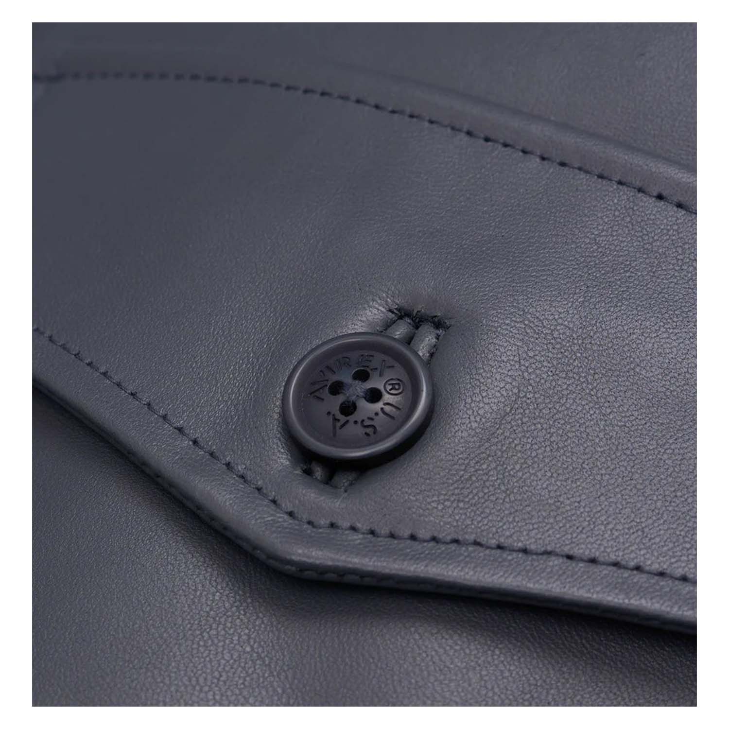 Men’s Avirex G-1 Leather Bomber Jacket – Dark Grey Flight Jacket with Shearling Collar - image 4