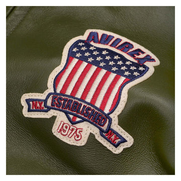 Best Seller Men’s Iconic Avirex Leather Jacket Olive Green Leather Bomber Jacket Aviator Style - image 4