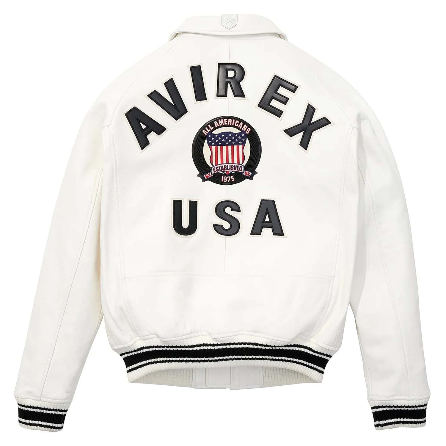Men’s Avirex White Leather Bomber Jacket  Vintage 90’s Iconic Style Secondary image