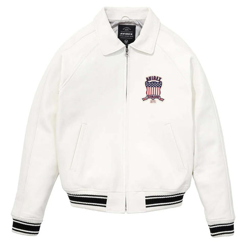 Best Seller Men’s Iconic Avirex Leather Jacket White Leather Bomber Jacket Aviator Style - image 1