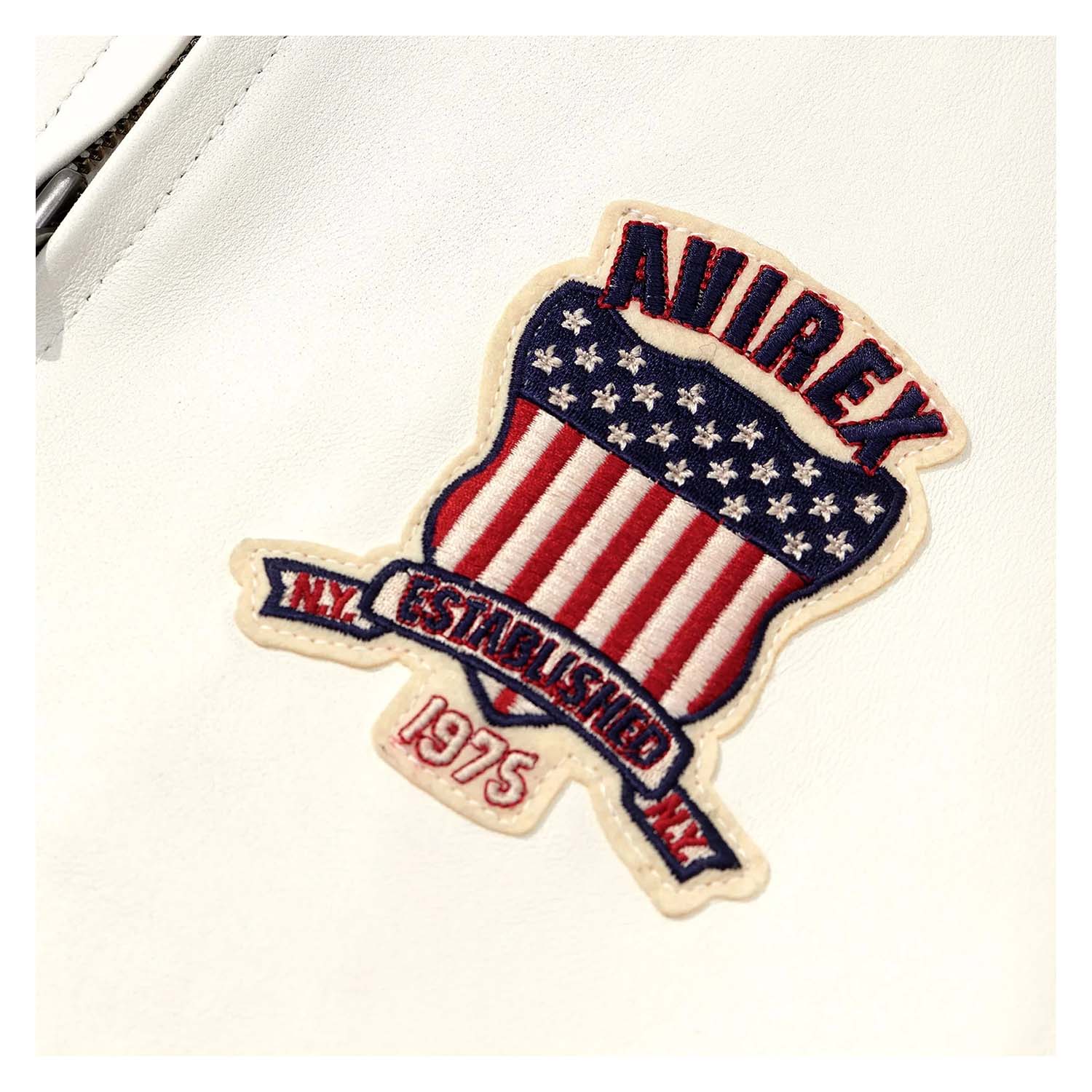 Best Seller Men’s Iconic Avirex Leather Jacket White Leather Bomber Jacket Aviator Style - image 4