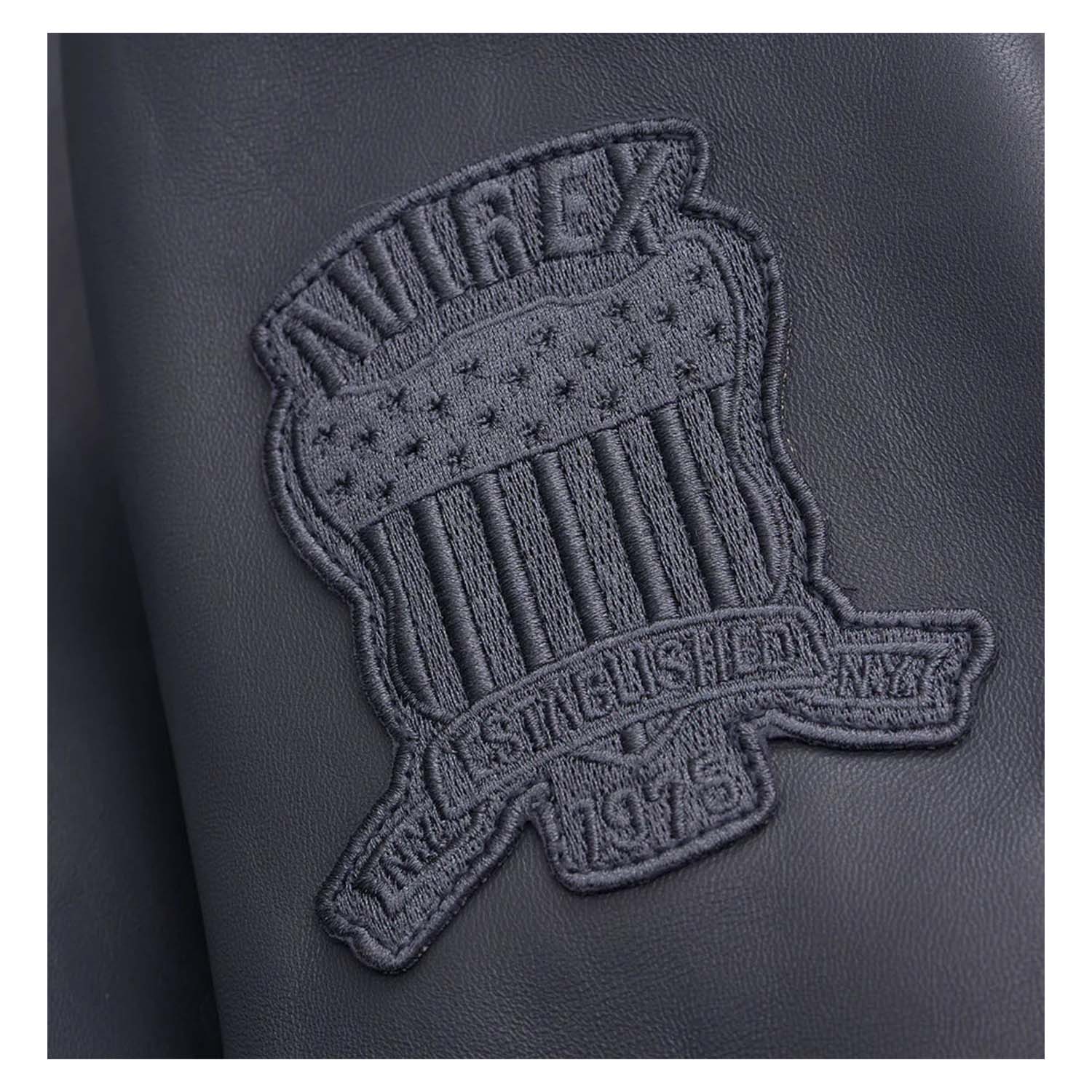 Men’s Avirex G-1 Leather Bomber Jacket – Dark Grey Flight Jacket with Shearling Collar - image 3
