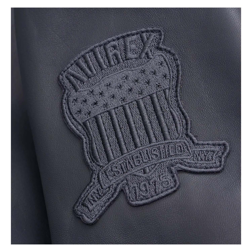 Men’s Avirex G-1 Leather Bomber Jacket – Dark Grey Flight Jacket with Shearling Collar - image 3