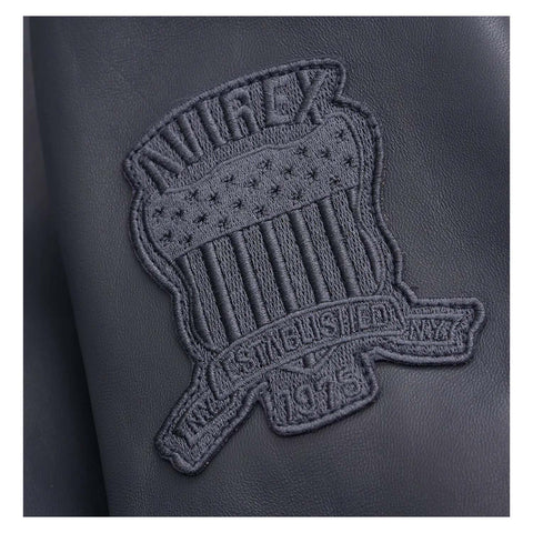 Men’s Avirex G-1 Leather Bomber Jacket – Dark Grey Flight Jacket with Shearling Collar - image 3