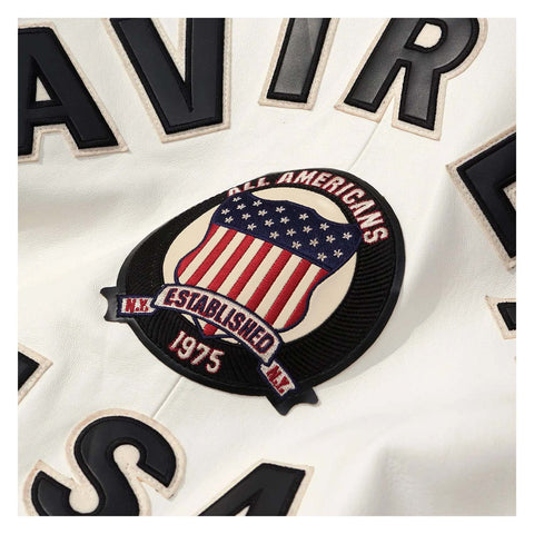Best Seller Men’s Iconic Avirex Leather Jacket White Leather Bomber Jacket Aviator Style - image 3