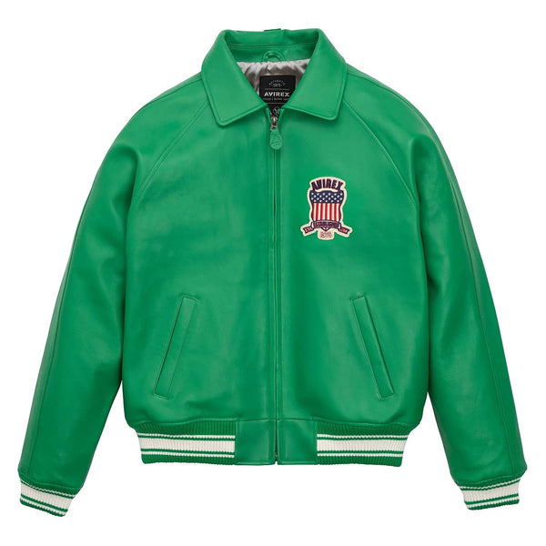 Handcrafted Men’s Avirex Leather Jacket Green Leather Bomber Jacket Classic Style - image 1