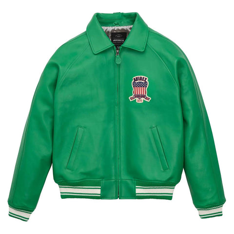 Handcrafted Men’s Avirex Leather Jacket Green Leather Bomber Jacket Classic Style - image 1
