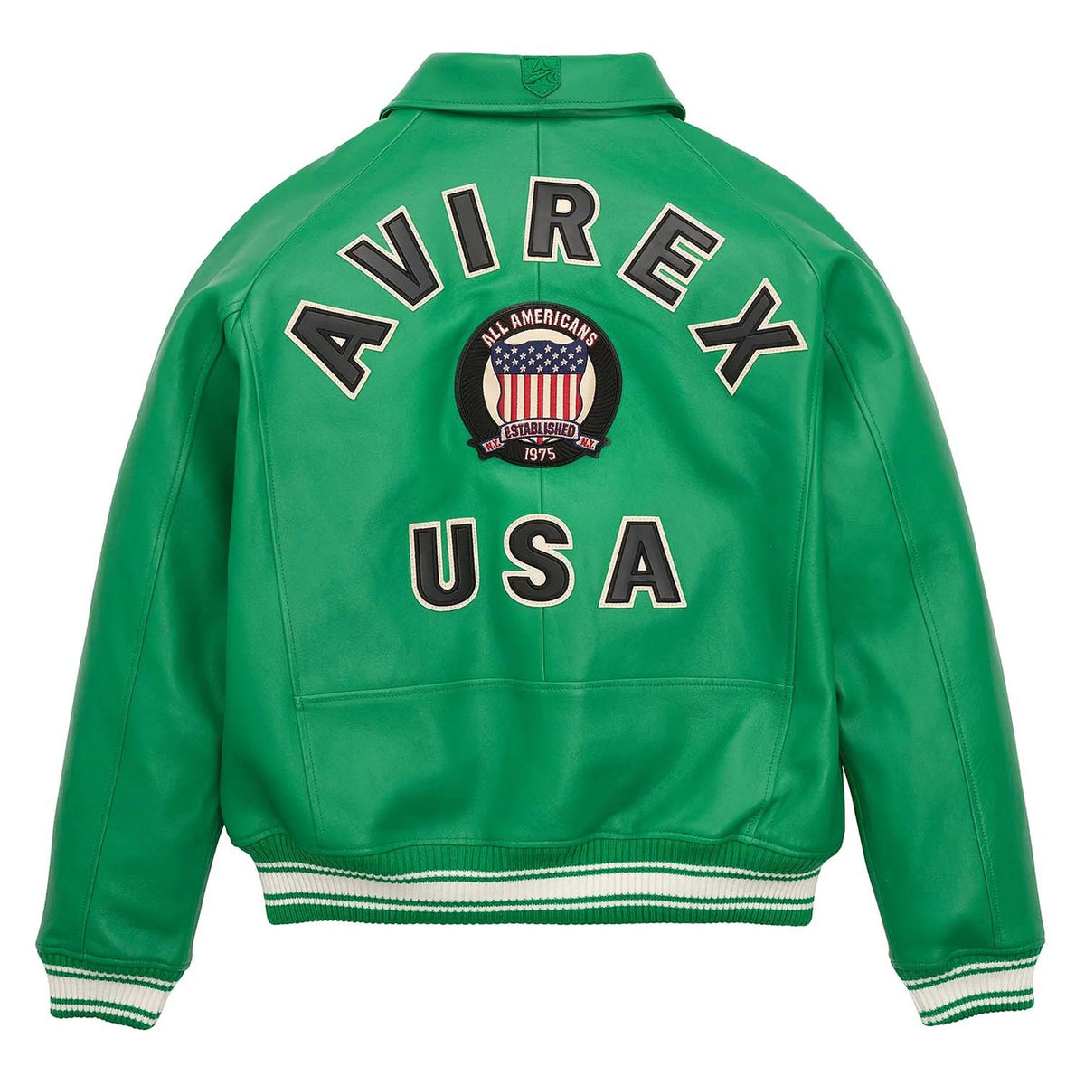 Handcrafted Men’s Avirex Leather Jacket Green Leather Bomber Jacket Classic Style - image 2