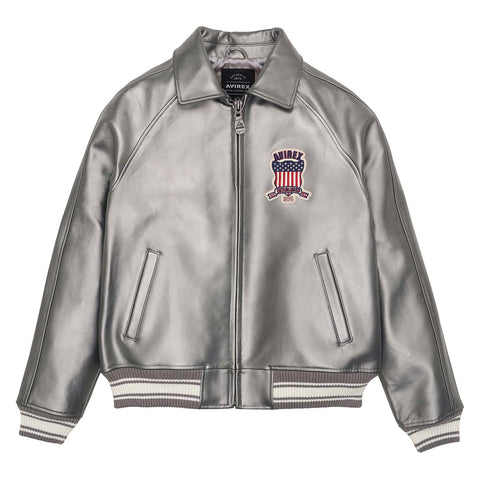 Handmade Men’s Avirex Leather Jacket Silver Leather Bomber Jacket Iconic Style - image 1