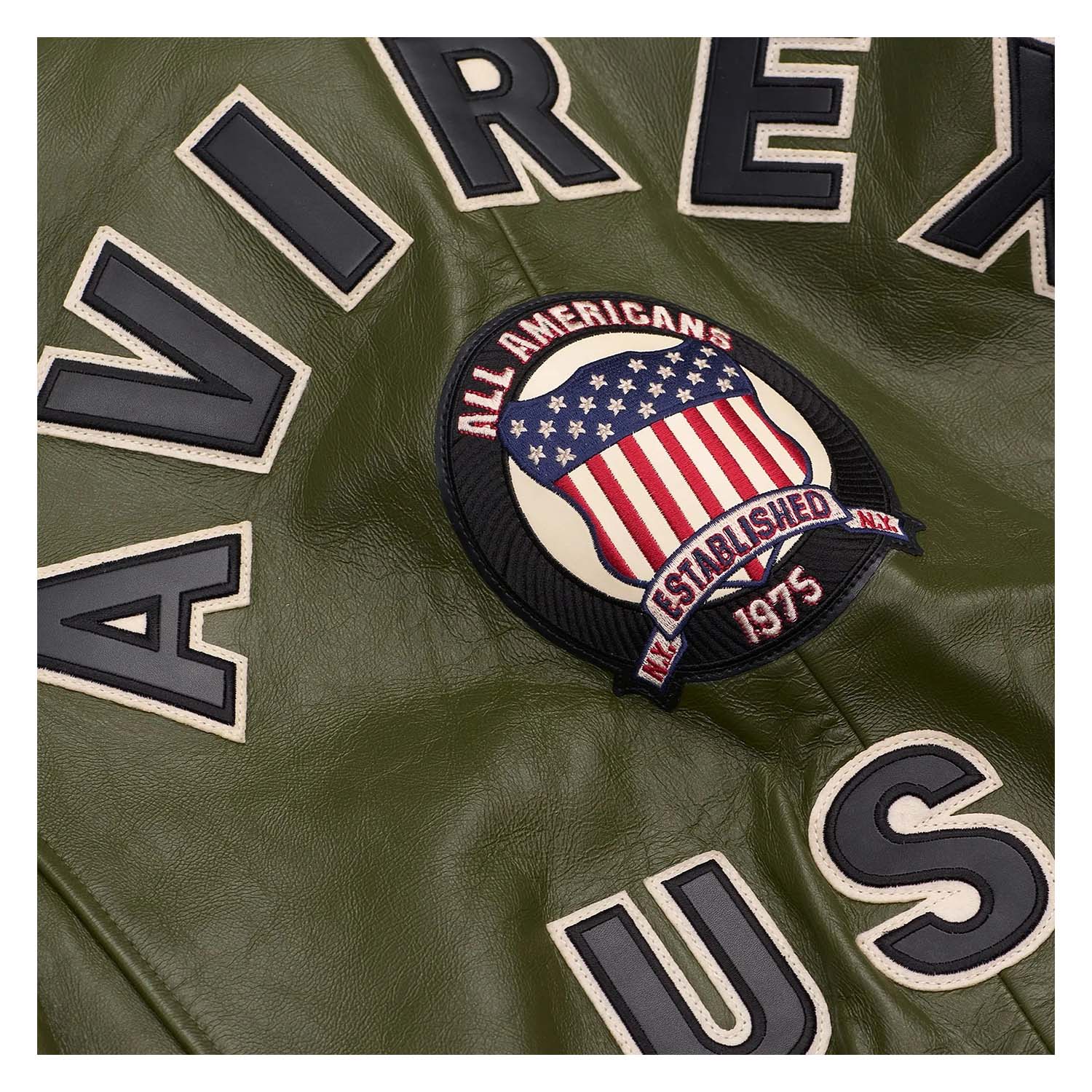 Best Seller Men’s Iconic Avirex Leather Jacket Olive Green Leather Bomber Jacket Aviator Style - image 3