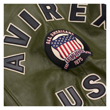 Best Seller Men’s Iconic Avirex Leather Jacket Olive Green Leather Bomber Jacket Aviator Style - image 3