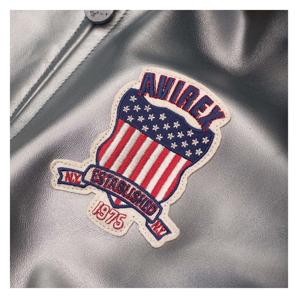 Handmade Men’s Avirex Leather Jacket Silver Leather Bomber Jacket Iconic Style - image 3