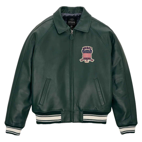Best Seller Men’s Iconic Avirex Leather Jacket Dark Green Leather Bomber Jacket Aviator Style - image 1